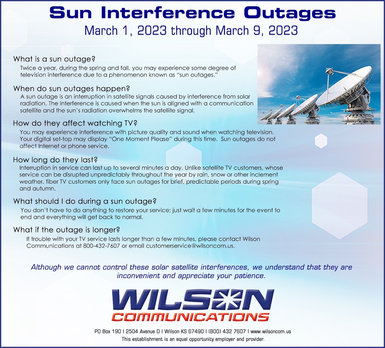 Sun Outages