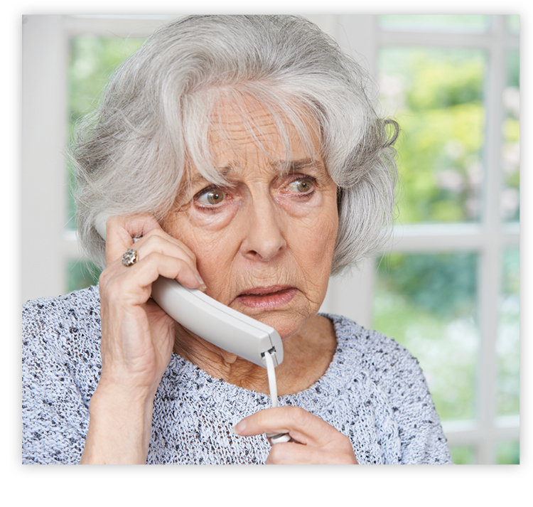 Image of concerned woman on the phone.