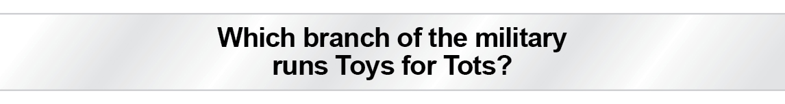 The Question Is - Which branch of the military 
runs Toys for Tots? 