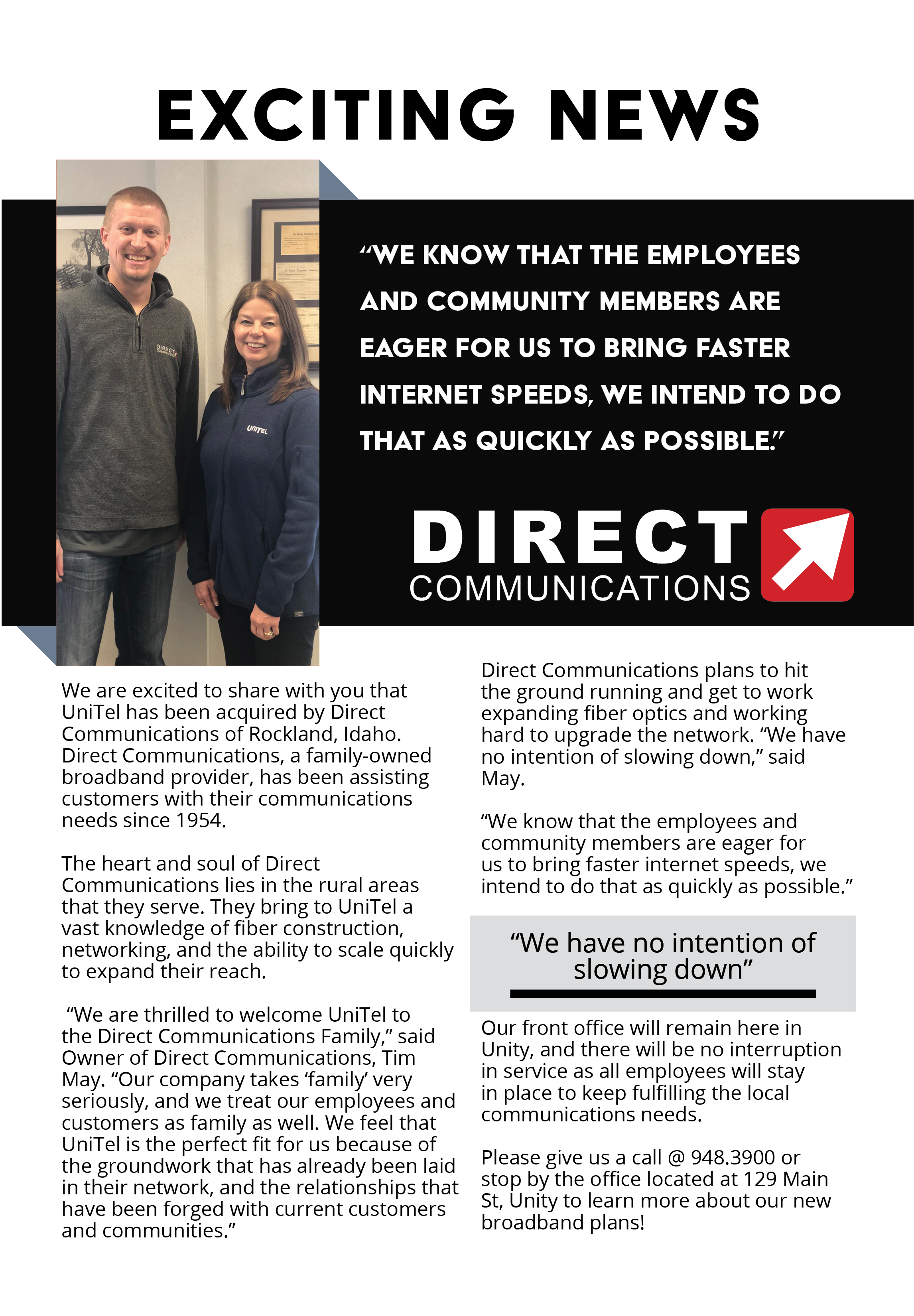 unitel directcom announcement
